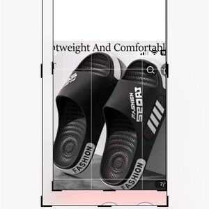 Black Slide Sandals with White Accents